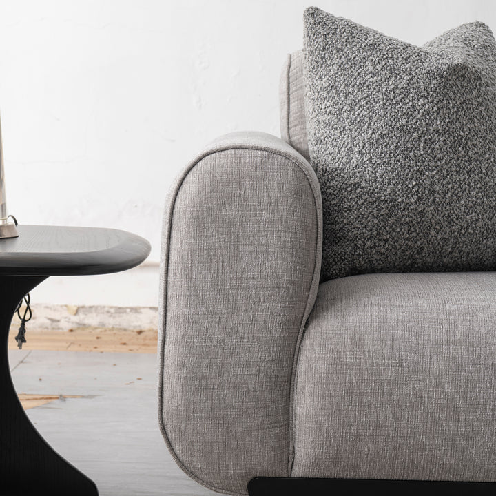 Modern mixed weave fabric 2 seater sofa griddy color swatches.