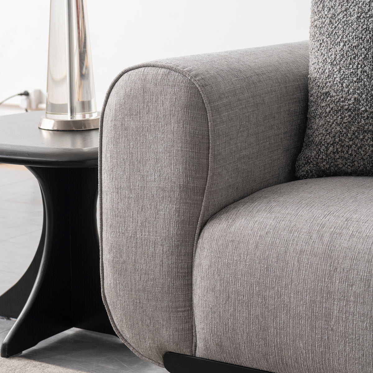 Modern mixed weave fabric 2 seater sofa griddy in real life style.