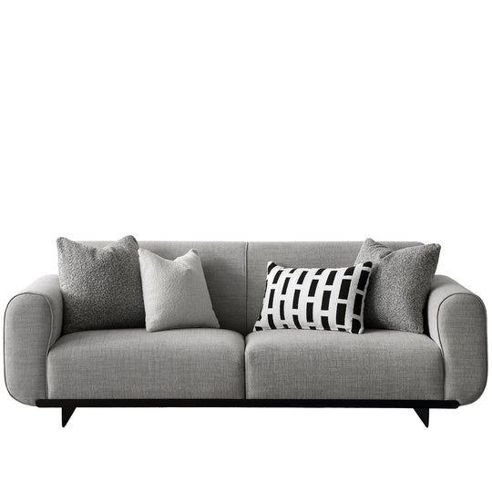 Modern mixed weave fabric 3 seater sofa griddy in white background.