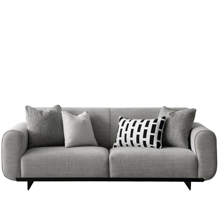 Modern mixed weave fabric 3 seater sofa griddy in white background.