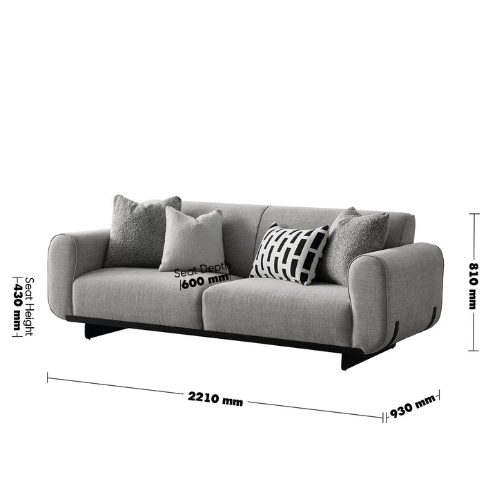 Modern mixed weave fabric 3 seater sofa griddy size charts.