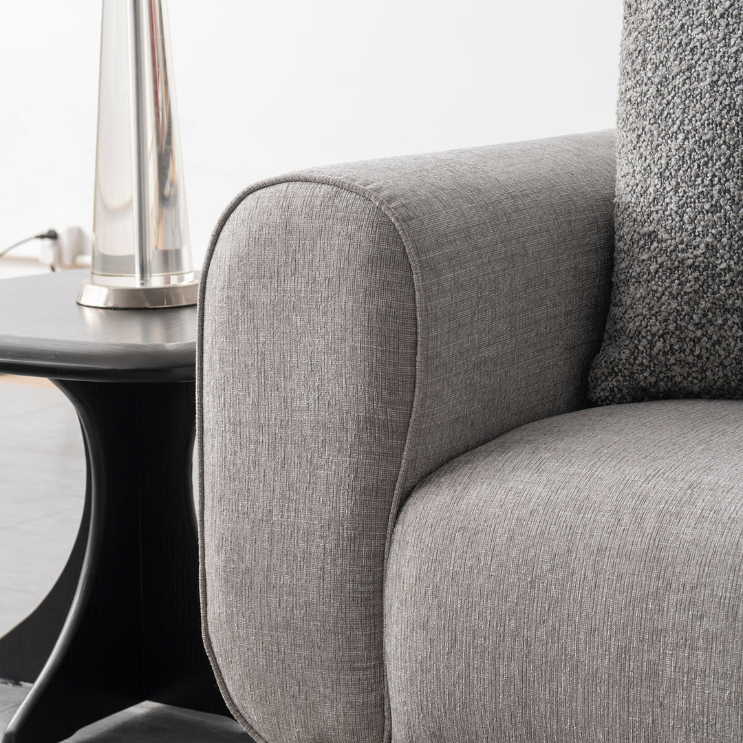 Modern mixed weave fabric 3 seater sofa griddy in real life style.