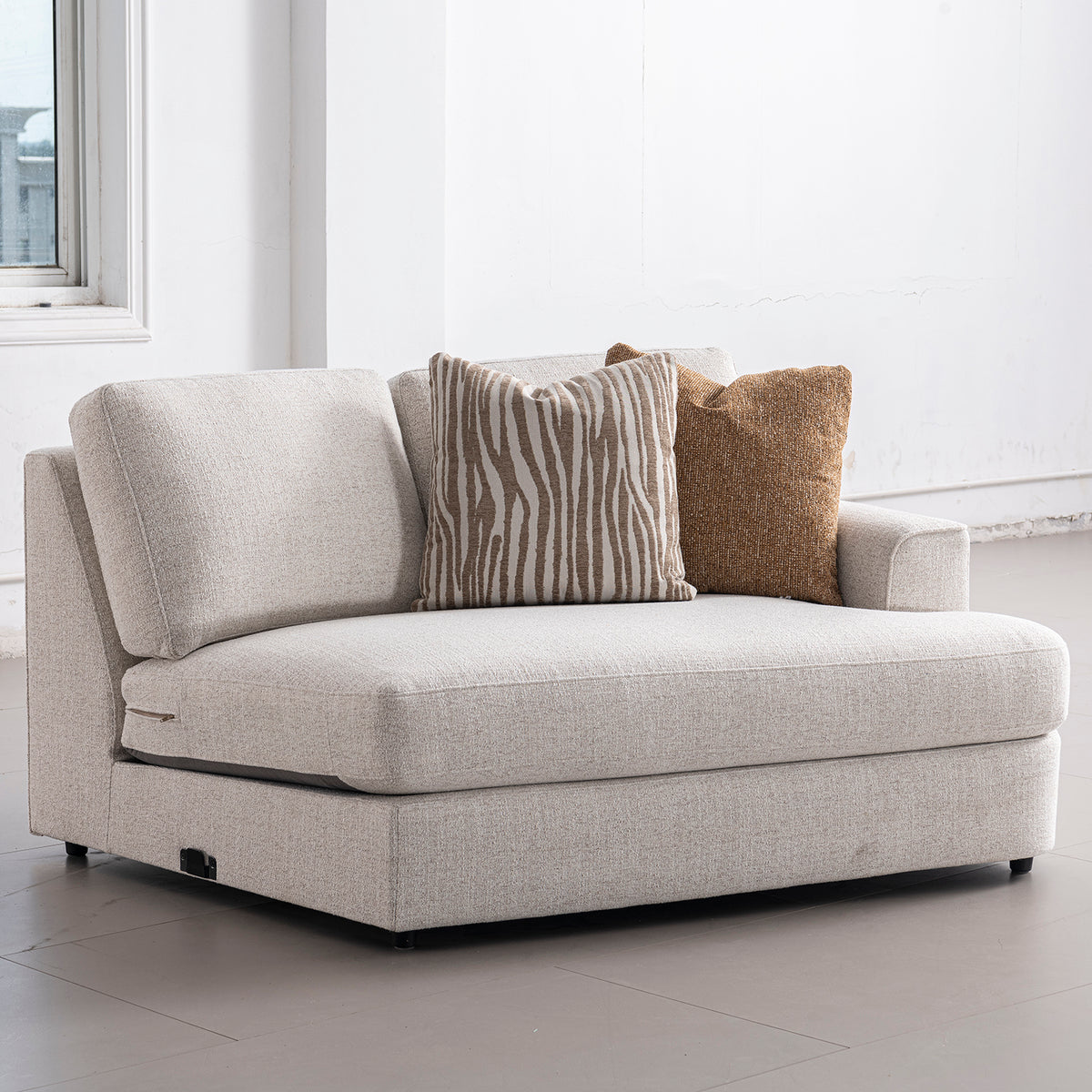 Modern mixed weave fabric chaise 2 seater sofa lucent primary product view.