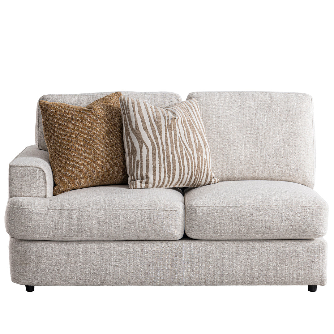 Modern mixed weave fabric corner 2 seater sofa lucent in still life.
