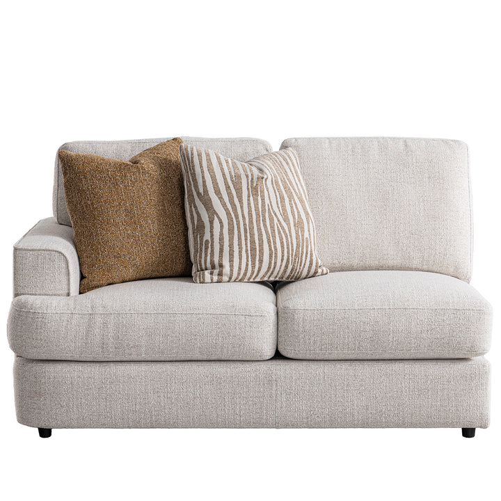 Modern mixed weave fabric corner 2 seater sofa lucent in still life.
