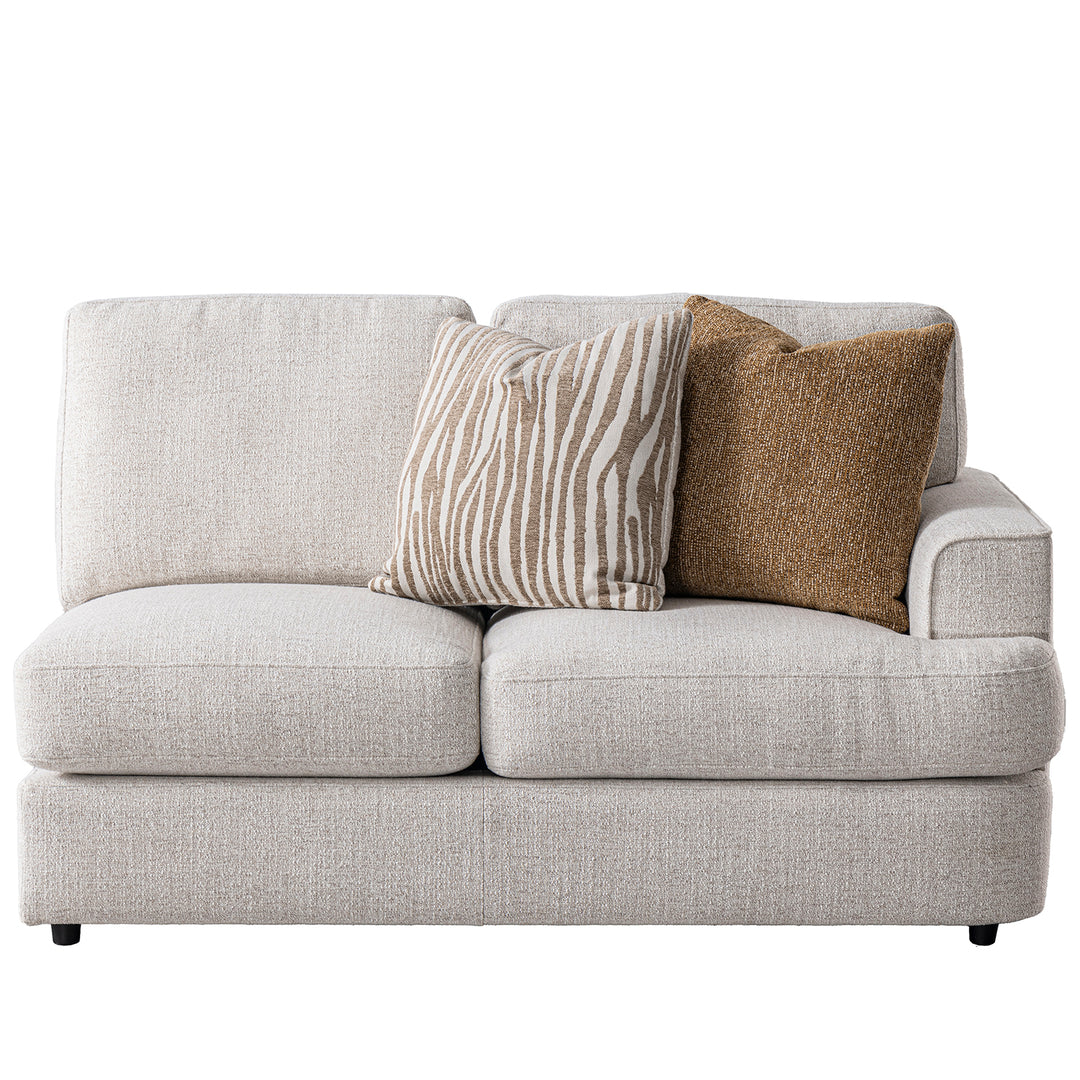 Modern mixed weave fabric corner 2 seater sofa lucent in white background.