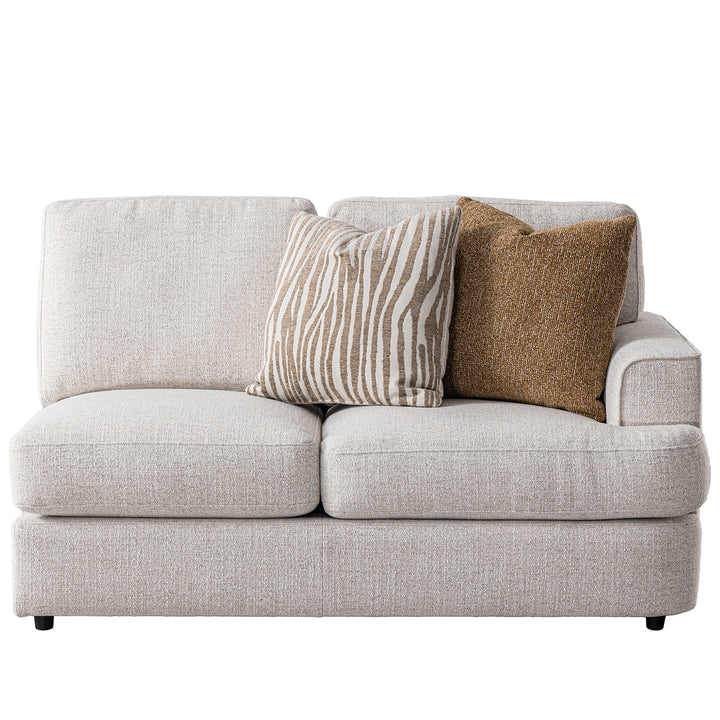 Modern mixed weave fabric corner 2 seater sofa lucent in white background.