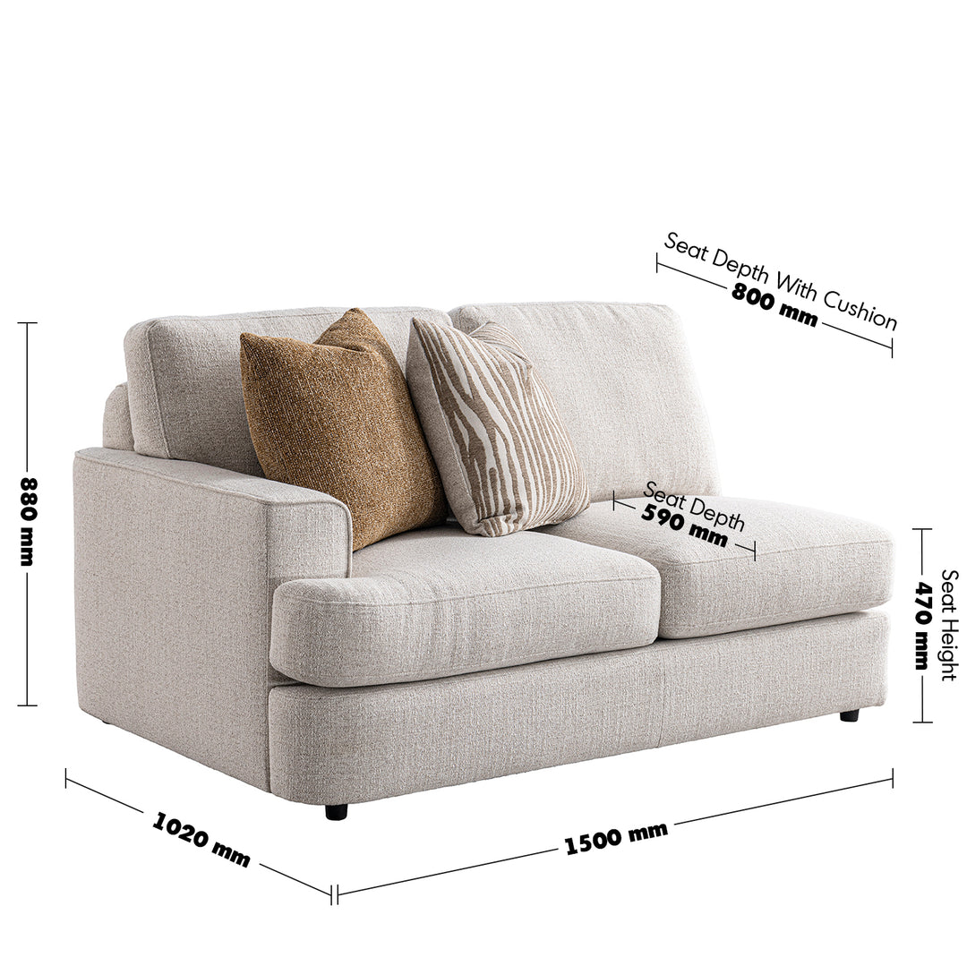 Modern mixed weave fabric corner 2 seater sofa lucent size charts.