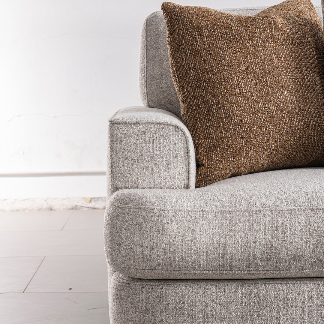 Modern mixed weave fabric corner 2 seater sofa lucent material variants.