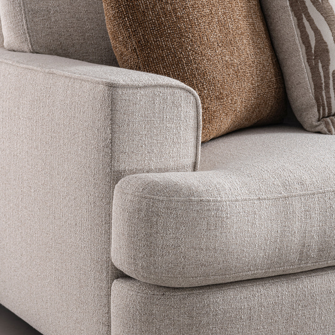 Modern mixed weave fabric corner 2 seater sofa lucent with context.