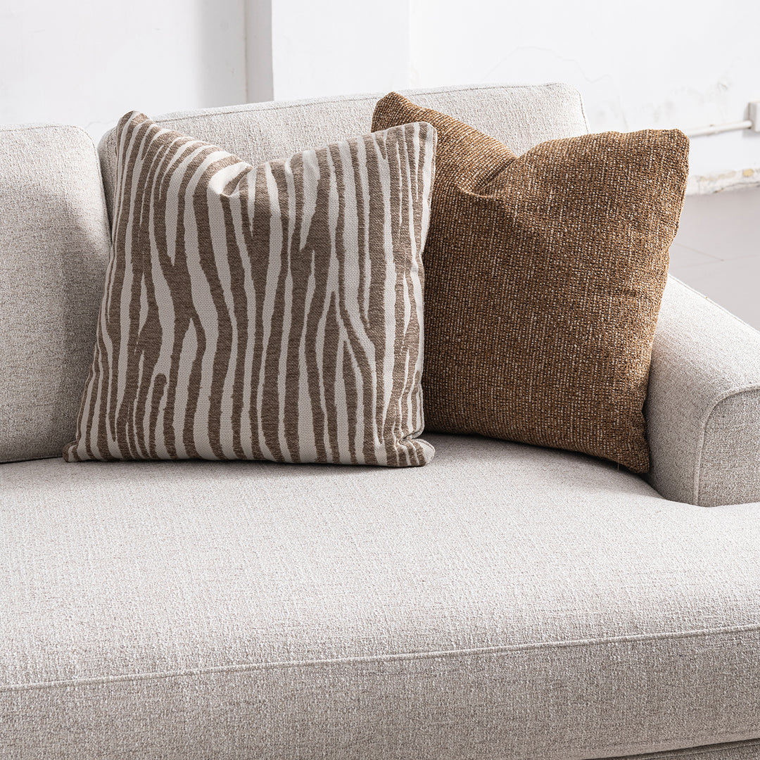 Modern mixed weave fabric corner 2 seater sofa lucent in details.