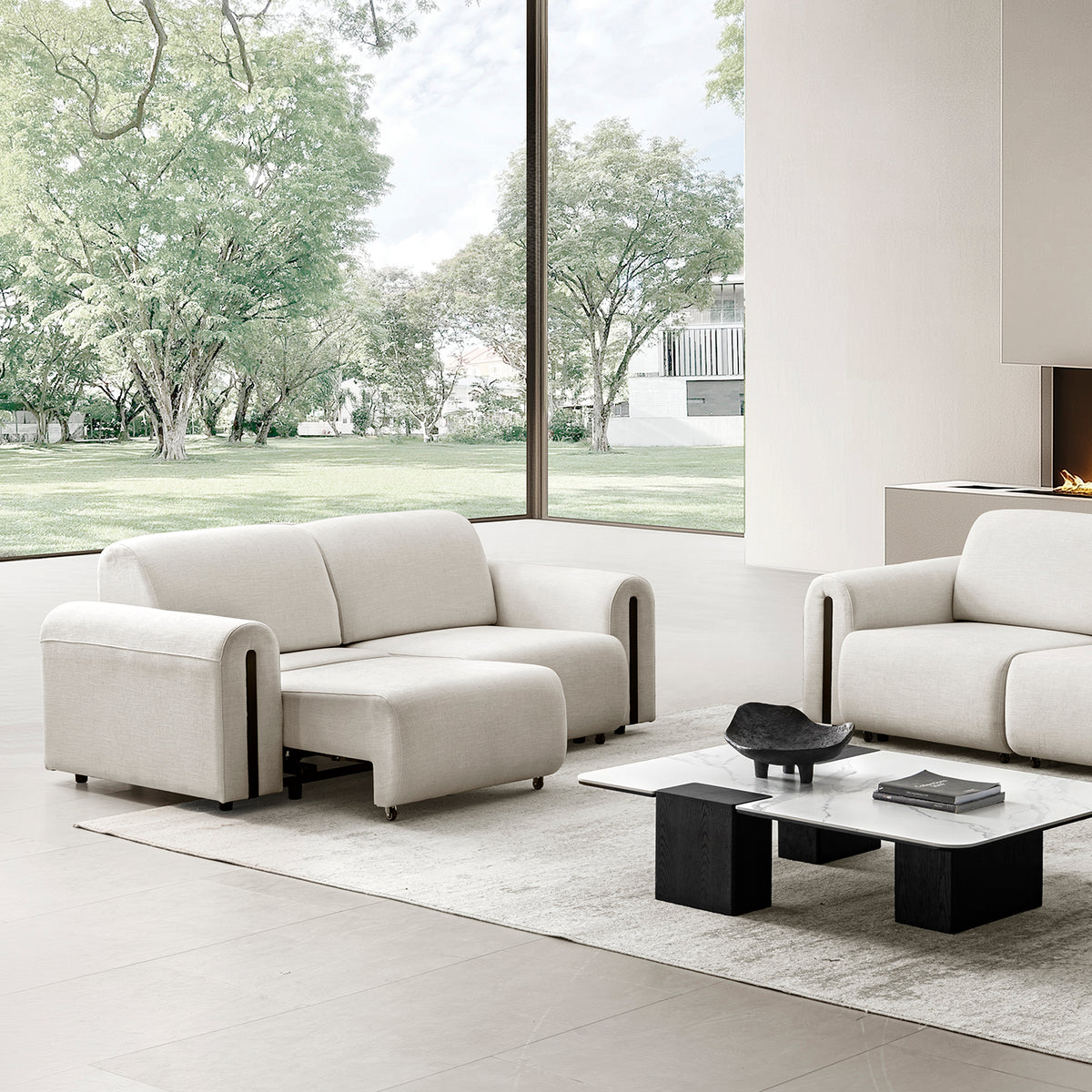 Minimalist Mixed Weave Fabric Electional Sectional 2 Seater Sofa Bed PLAINA Good to Know - 1
