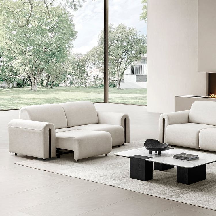 Minimalist Mixed Weave Fabric Electional Sectional 2 Seater Sofa Bed PLAINA Good to Know Preview-1