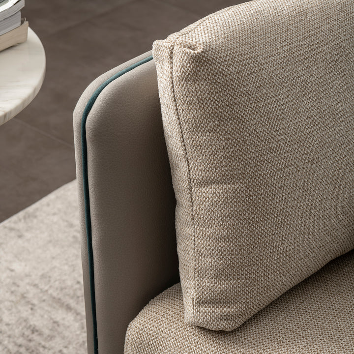Modern mixed weave fabric microfiber leather 2 seater sofa vanta material variants.