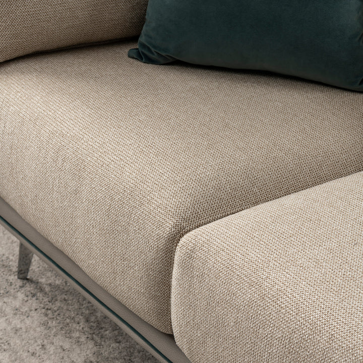 Modern mixed weave fabric microfiber leather 2 seater sofa vanta in real life style.