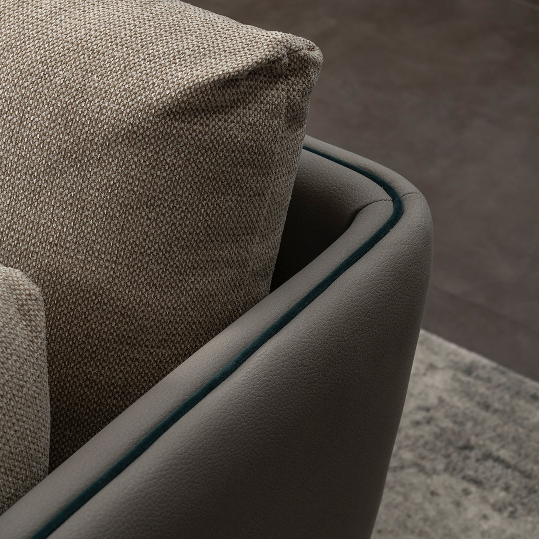 Modern mixed weave fabric microfiber leather 2 seater sofa vanta with context.