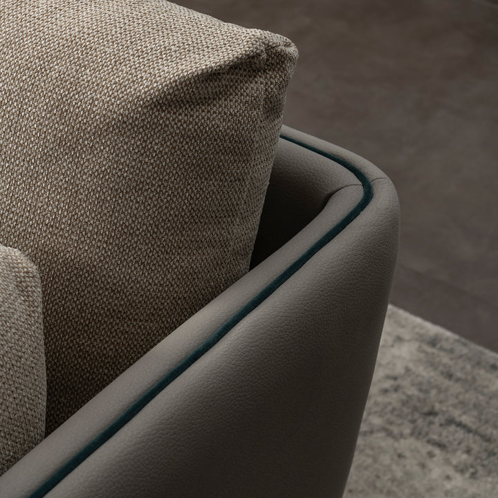 Modern mixed weave fabric microfiber leather 2 seater sofa vanta with context.