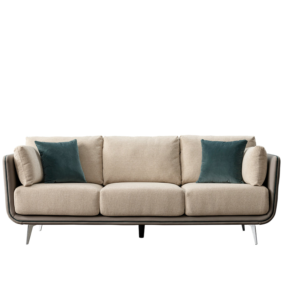 Modern mixed weave fabric microfiber leather 3 seater sofa vanta in white background.