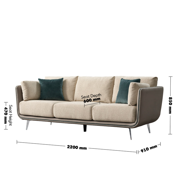 Modern mixed weave fabric microfiber leather 3 seater sofa vanta size charts.