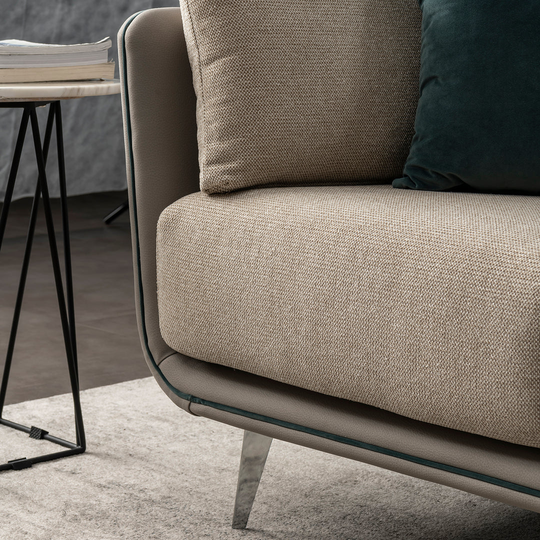 Modern mixed weave fabric microfiber leather 3 seater sofa vanta material variants.