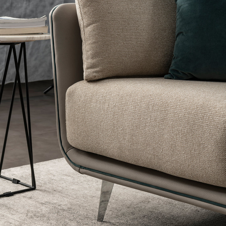 Modern mixed weave fabric microfiber leather 3 seater sofa vanta material variants.