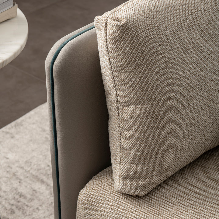 Modern mixed weave fabric microfiber leather 3 seater sofa vanta in real life style.