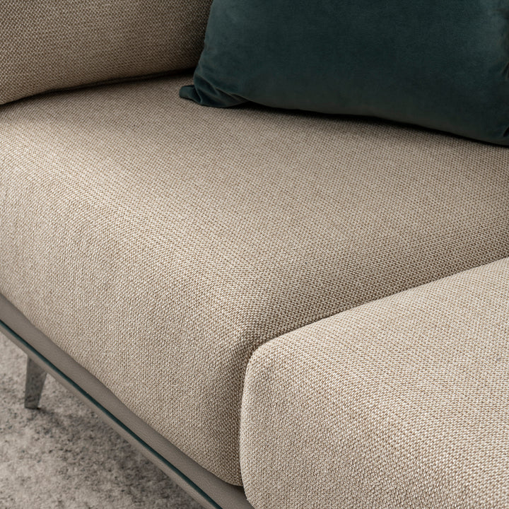 Modern mixed weave fabric microfiber leather 3 seater sofa vanta with context.