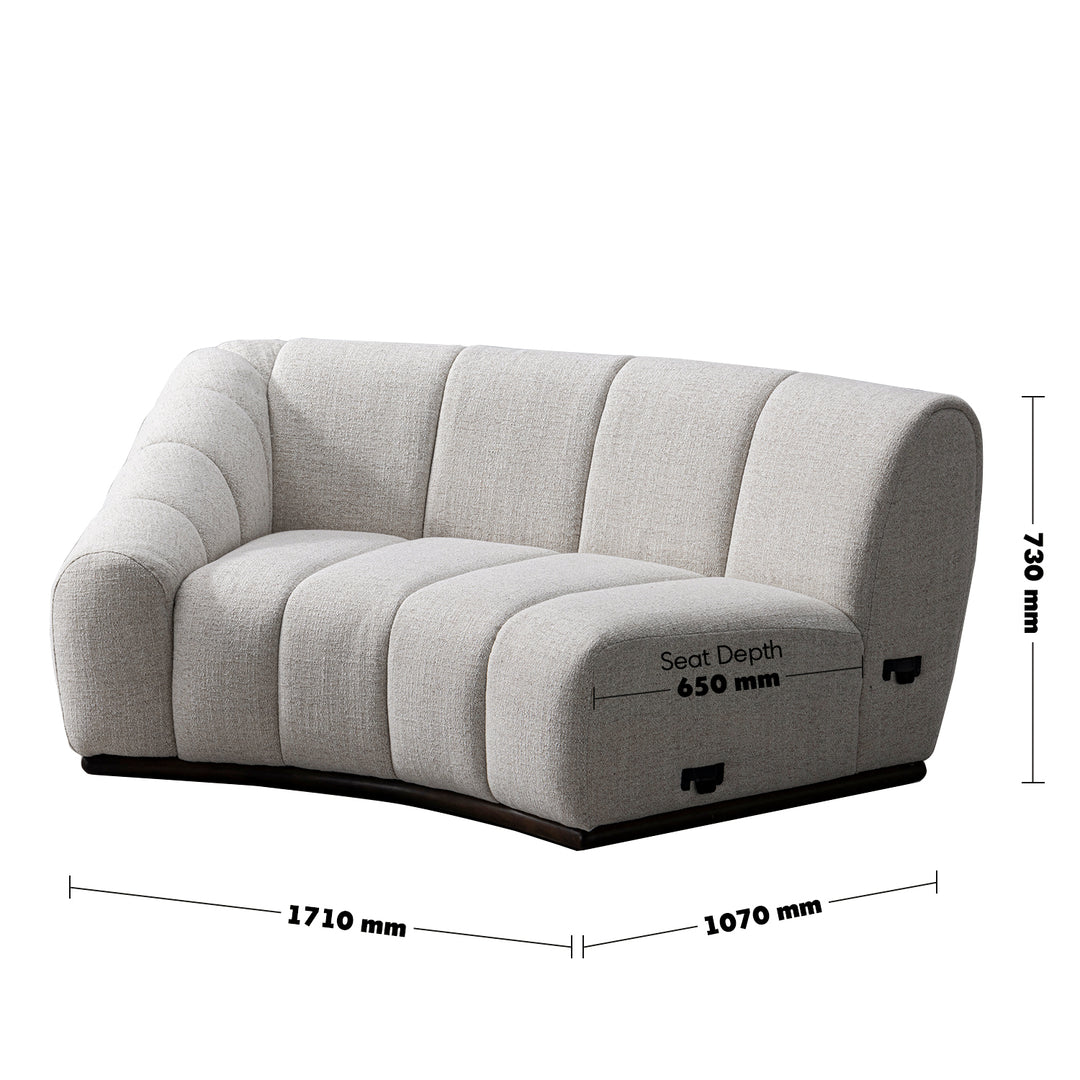Modern mixed weave fabric modular corner 1 seater sofa bento size charts.