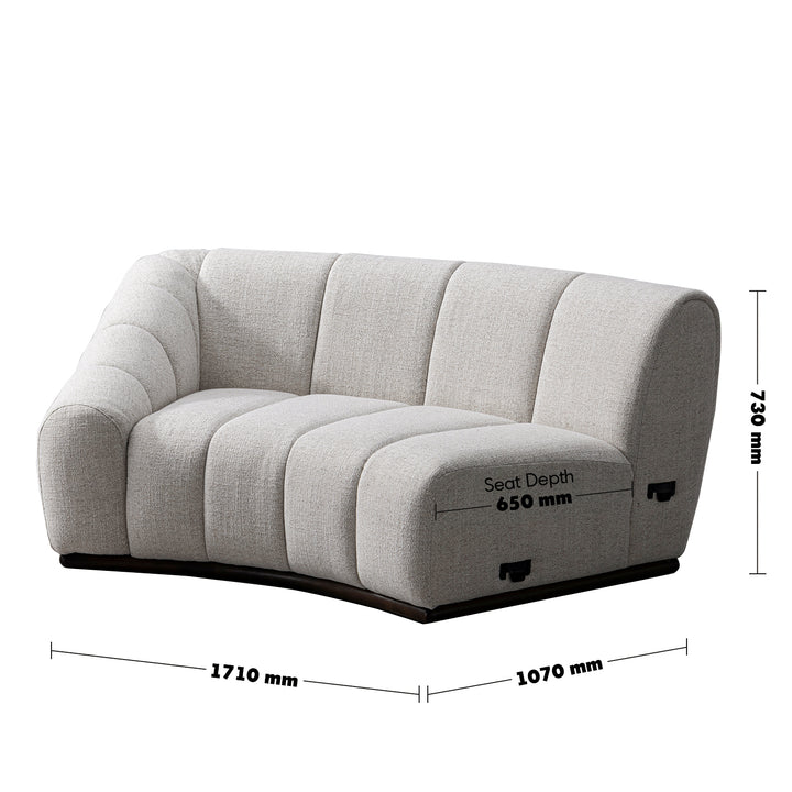 Modern mixed weave fabric modular corner 1 seater sofa bento size charts.