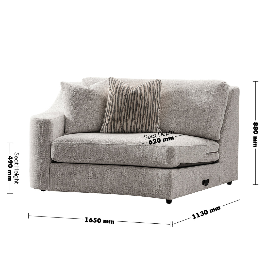 Modern mixed weave fabric modular corner 2 seater sofa terra size charts.