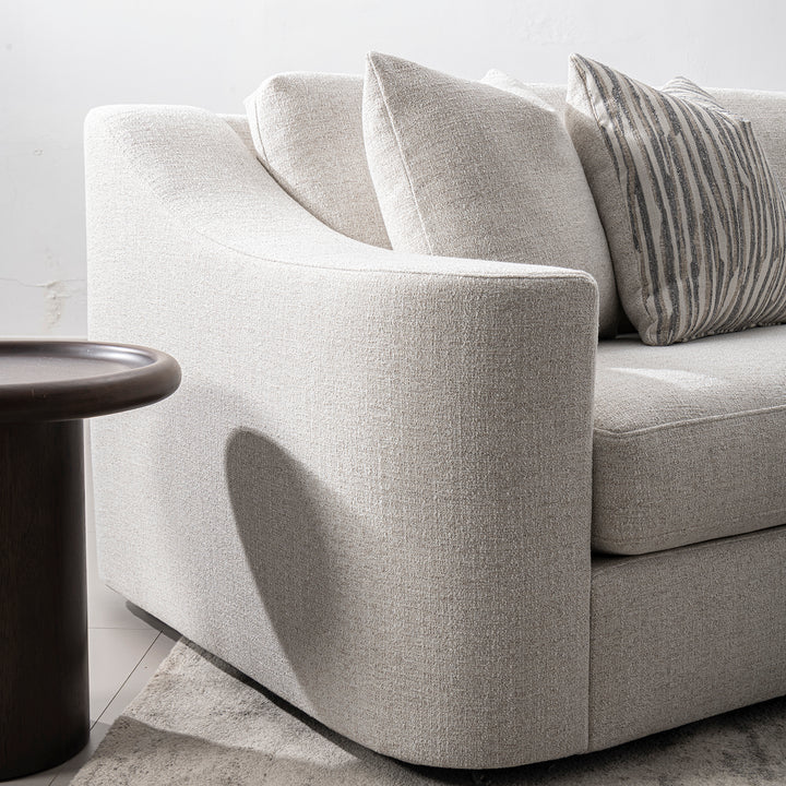 Modern mixed weave fabric modular corner 2 seater sofa terra in real life style.