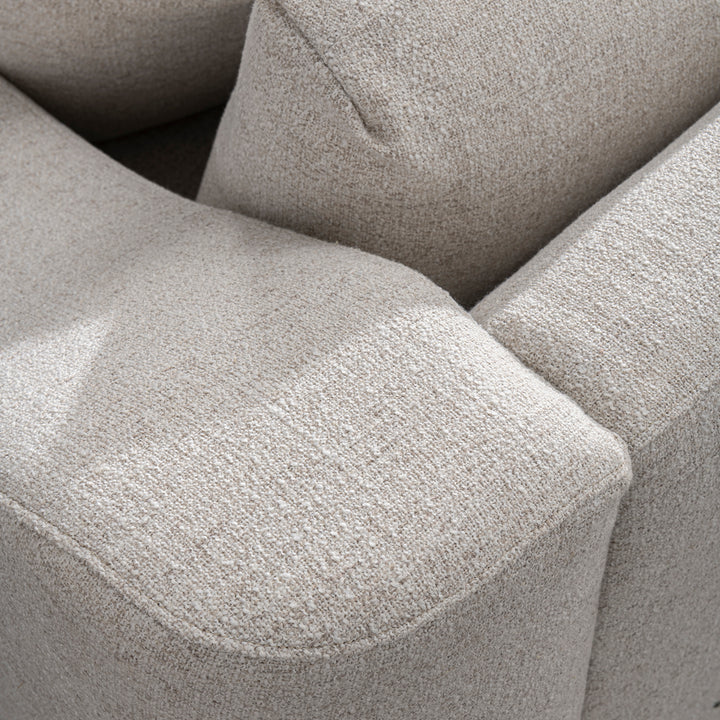 Modern mixed weave fabric modular corner 2 seater sofa terra in close up details.