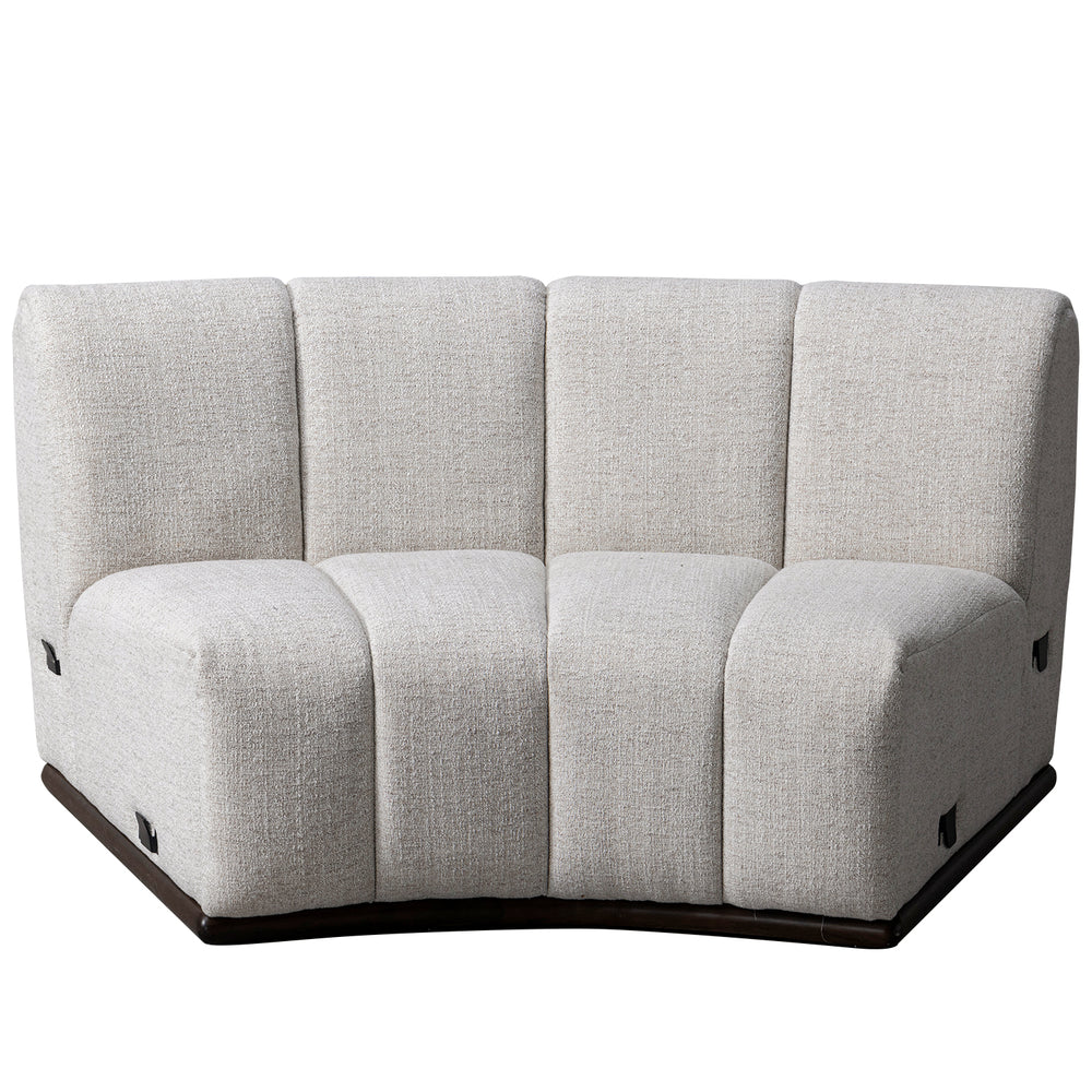 Modern mixed weave fabric modular joint connection 1 seater sofa bento in white background.