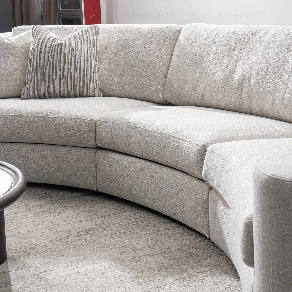 Modern mixed weave fabric modular joint connection 1 seater sofa terra in real life style.