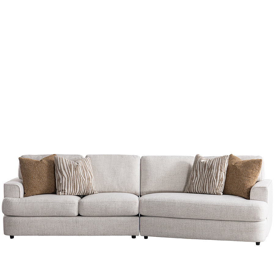 Modern mixed weave fabric modular l shape sectional sofa 3+l lucent in white background.