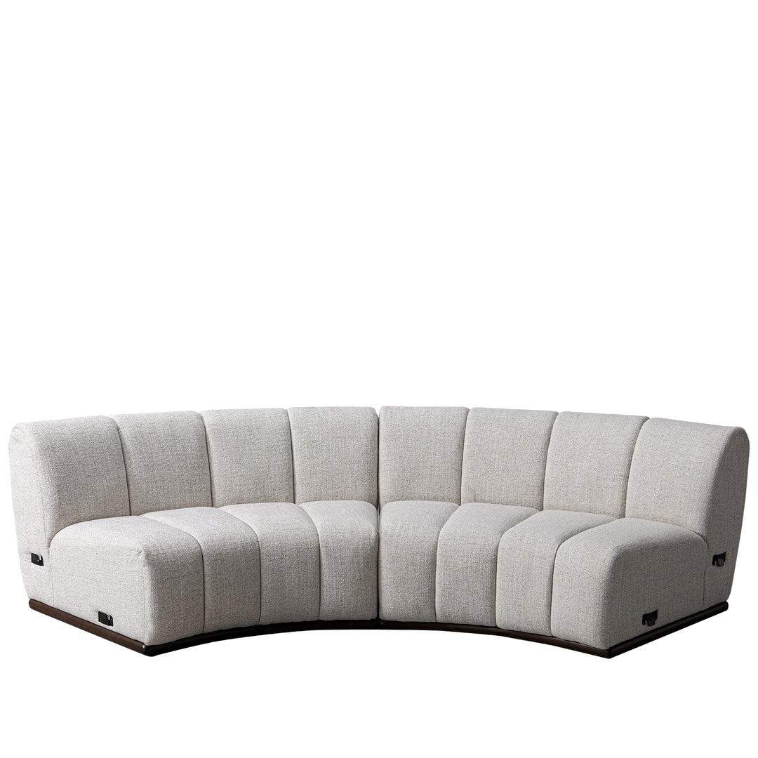 Modern mixed weave fabric modular sectional 4 seater sofa bento in white background.