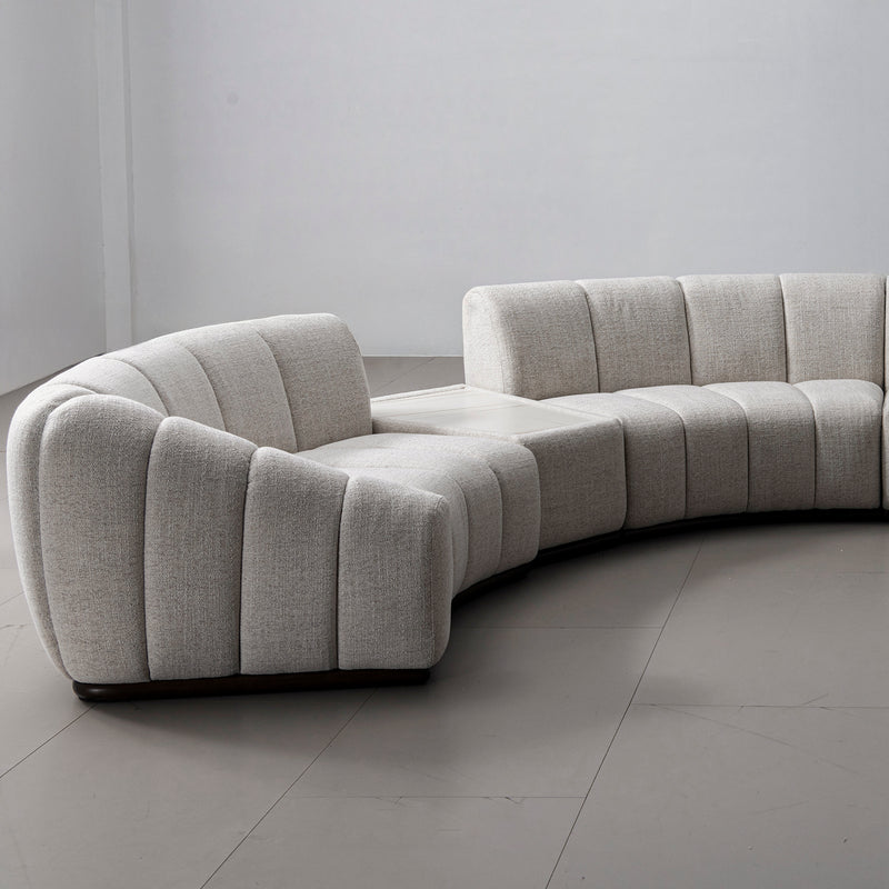 Modern mixed weave fabric modular sectional 4 seater sofa bento in real life style.