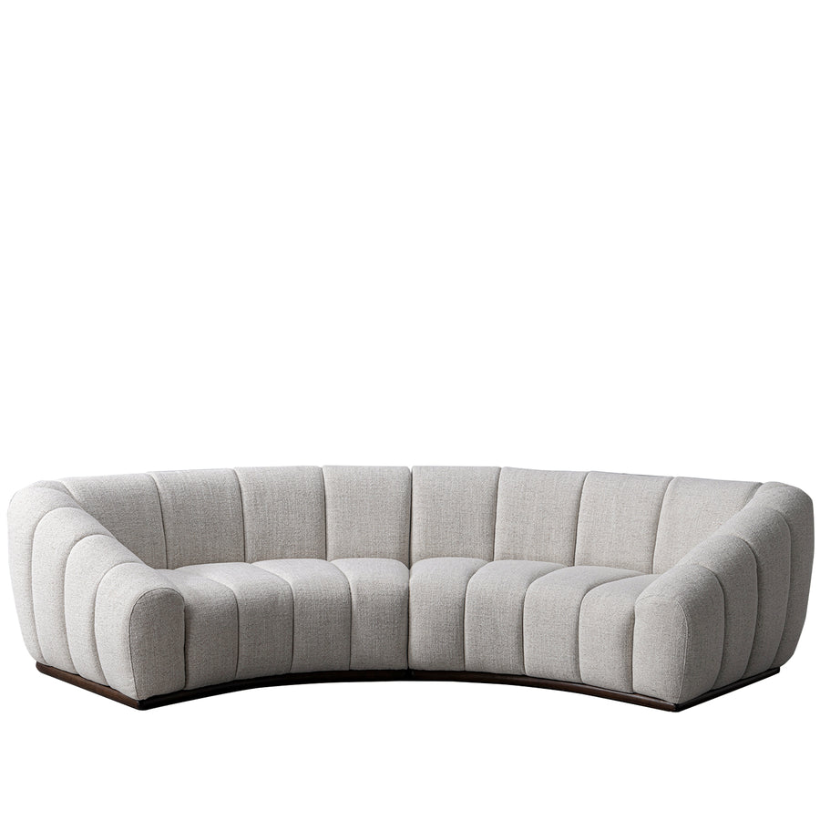 Modern mixed weave fabric modular sectional 5 seater sofa bento in white background.