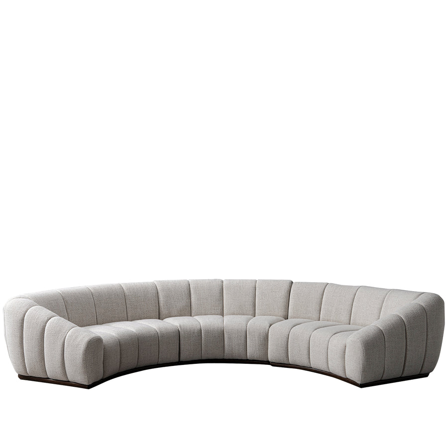 Modern mixed weave fabric modular sectional 7 seater sofa bento in white background.