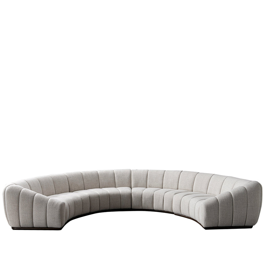 Modern mixed weave fabric modular sectional 9 seater sofa bento in white background.