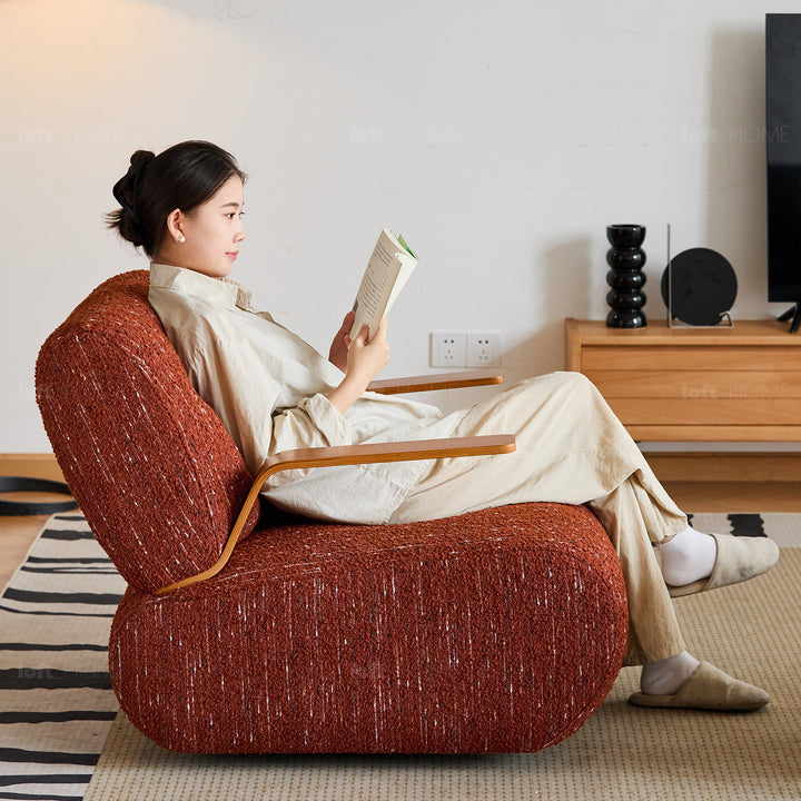 Modern mixed weave fabric revolving 1 seater sofa benny situational feels.
