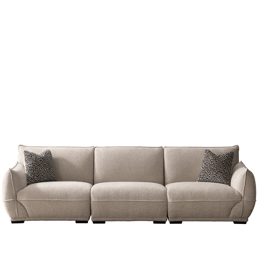 Modern mixed weave fabric sectional 4 seater sofa cloudy in white background.