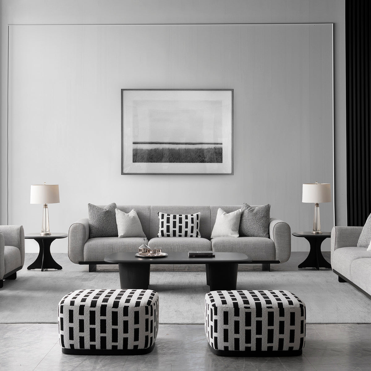 Modern mixed weave fabric sectional 4 seater sofa griddy primary product view.