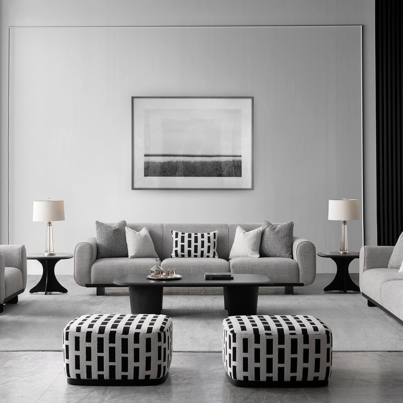 Modern mixed weave fabric sectional 4 seater sofa griddy primary product view.