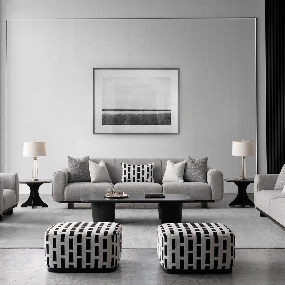 Modern mixed weave fabric sectional 4 seater sofa griddy primary product view.