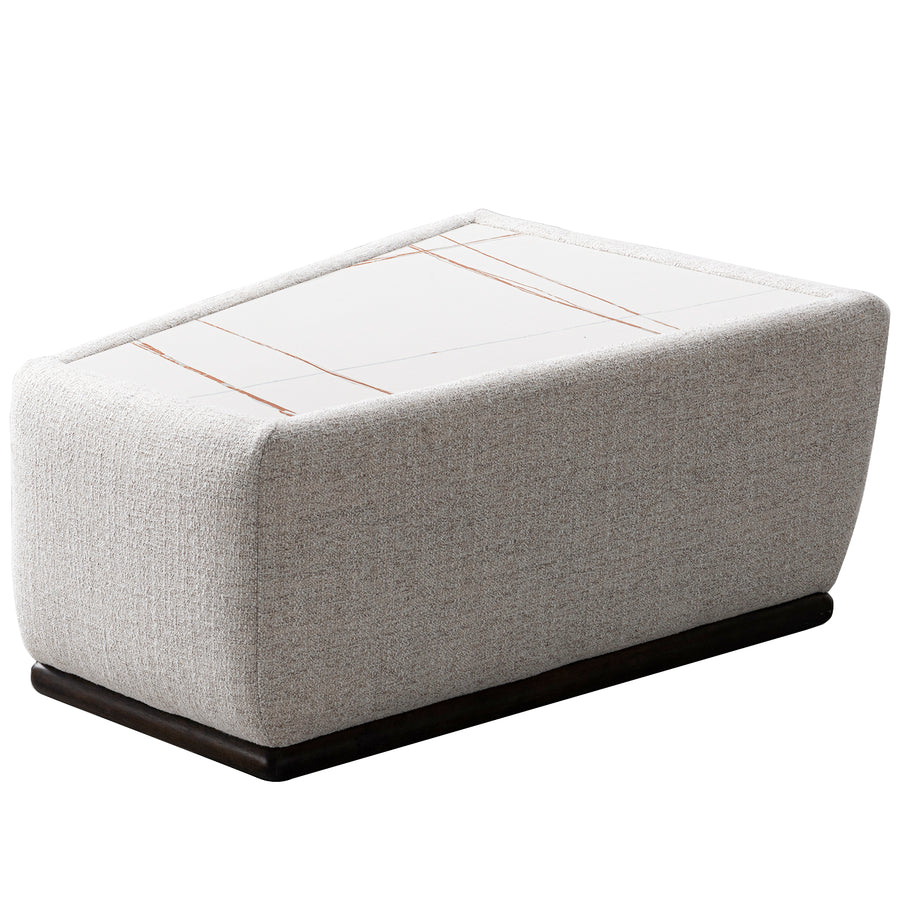 Modern mixed weave fabric sintered stone modular sofa side table bento in white background.