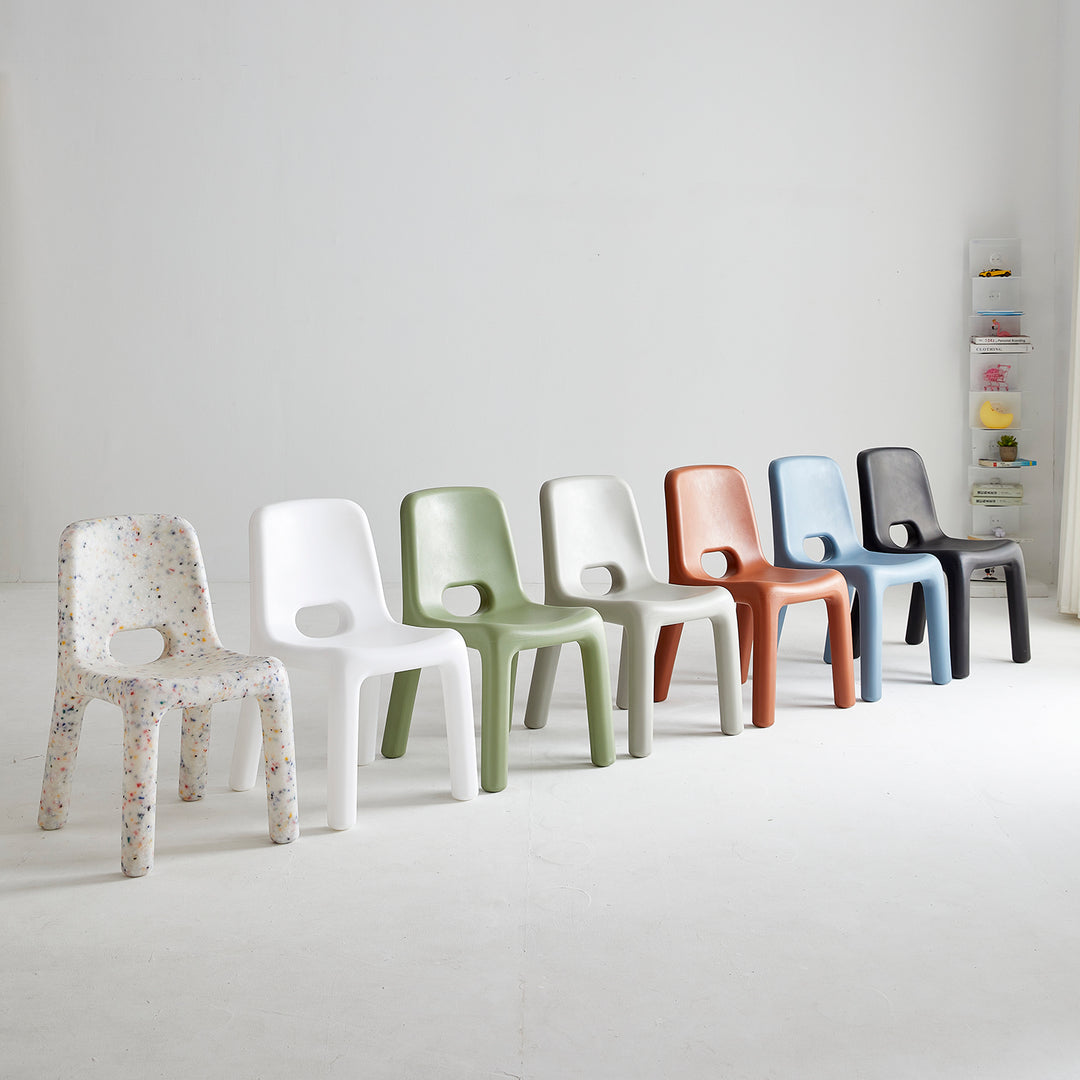 Modern plastic dining chair poky material variants.