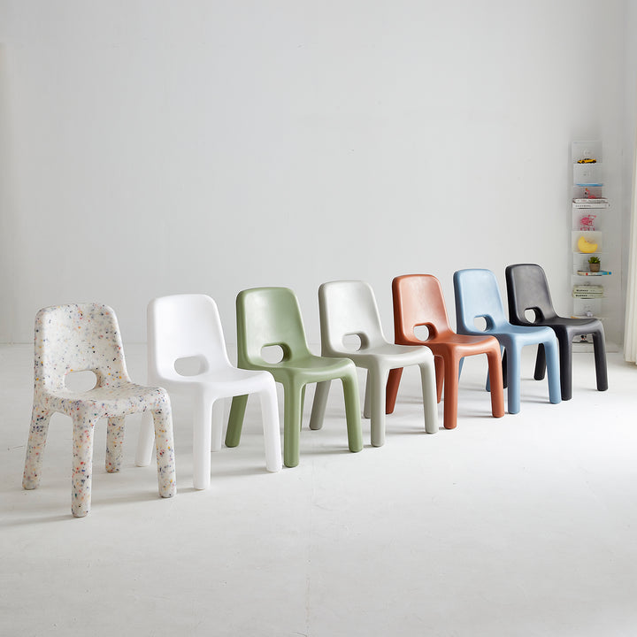 Modern plastic dining chair poky material variants.