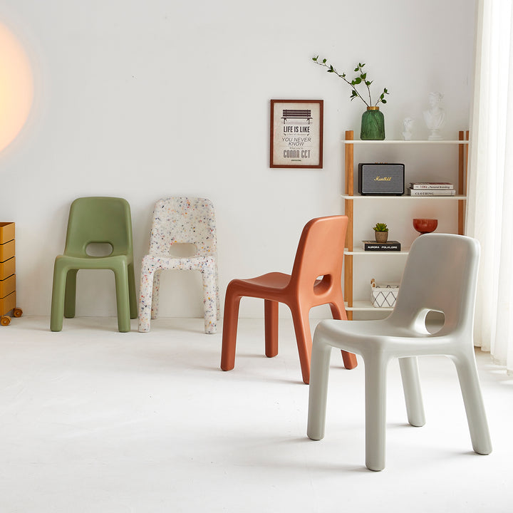 Modern plastic dining chair poky layered structure.
