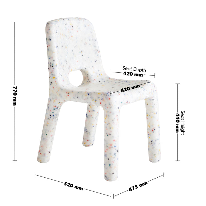 Modern plastic dining chair poky color swatches.